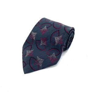 Vtg Stanley 3" classic length tie- Navy and red silk‎ tie
